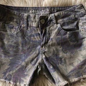 American Eagle corduroy paisley cut-off shorts